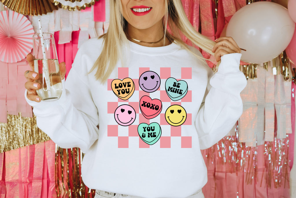 Checkered Candy Hearts Sweatshirt