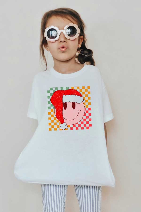 Checkered Santa Smiley YOUTH