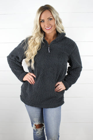 Quarter Zip Sherpa Pullover - Glittering Boutique
