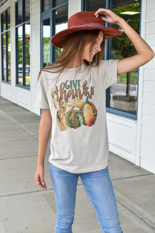 Give Thanks Cotton Pumpkin Graphic Tee