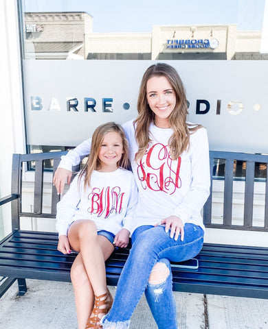 Long Sleeve Personalized Glitter Monogrammed Tee