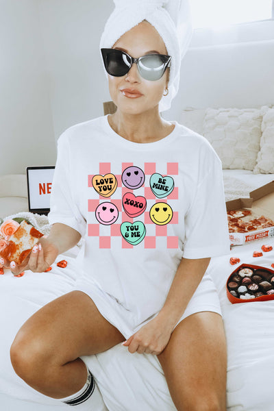 Checkered Candy Hearts Oversized Comfort Color