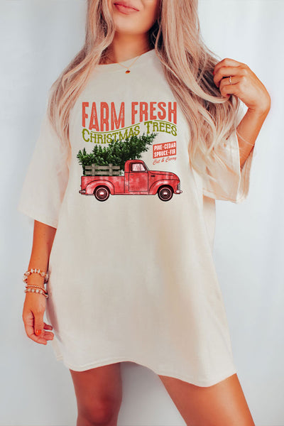 Farm Fresh Truck Red Oversized Comfort Color