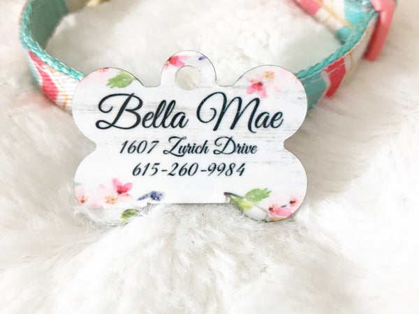 Personalized Floral Pet ID Tag - Glittering Boutique