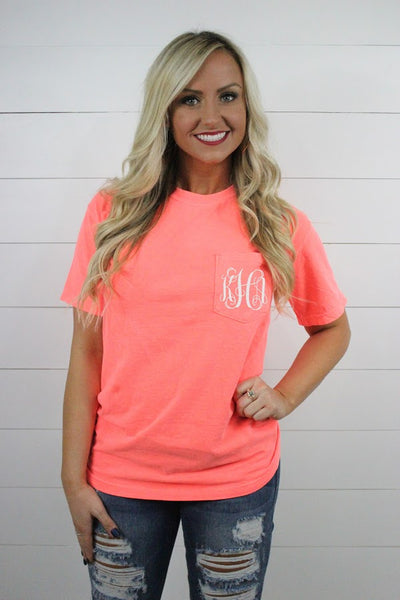 Short Sleeve Personalized Comfort Color Pocket Tee - Glittering Boutique