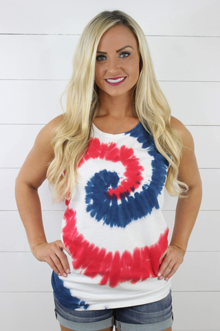 USA Swirl Tie Dye Tank Top