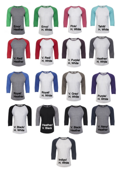 Monogrammed Baseball Raglans 3/4 Sleeve - 17 Colors!! - Glittering Boutique