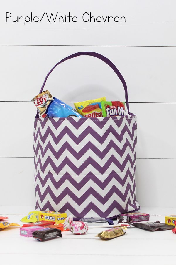 Purple/White Chevron Halloween Totes