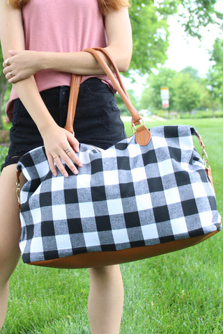 Black and White Buffalo Weekender Tote