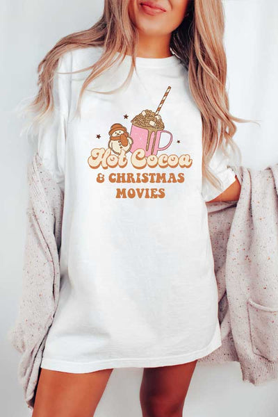 Hot Cocoa and Christmas Movies Oversized Comfort Color