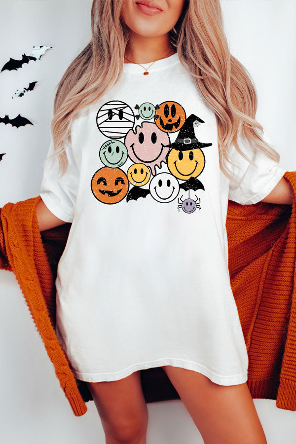 Halloween Smiley Face Oversized Comfort Color