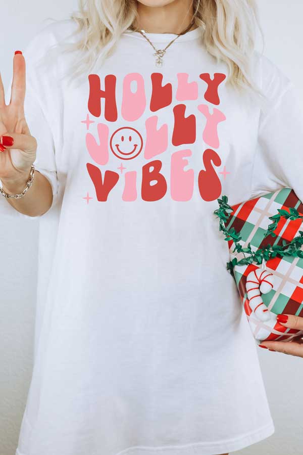 Holly Jolly Vibes Red and Pink Oversized Comfort Color