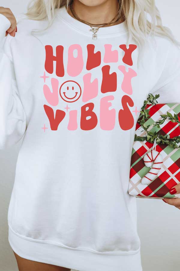 Holly Jolly Vibes Red and Pink Hippie Sweatshirt
