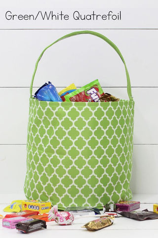 Green/White Quatrefoil Halloween Totes