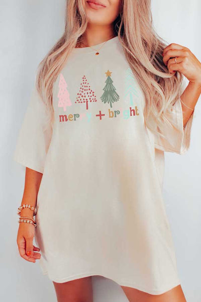 Merry and Bright 4 Trees Oversized Comfort Color
