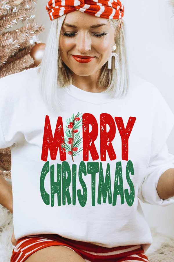 Merry Christmas Tree Branch Sweatshirt