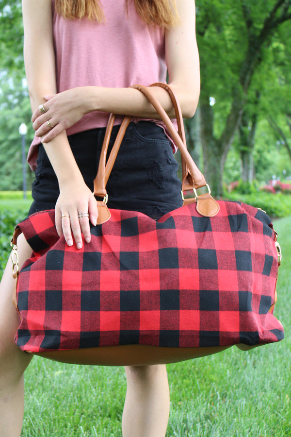 Red and Black Buffalo Weekender Tote