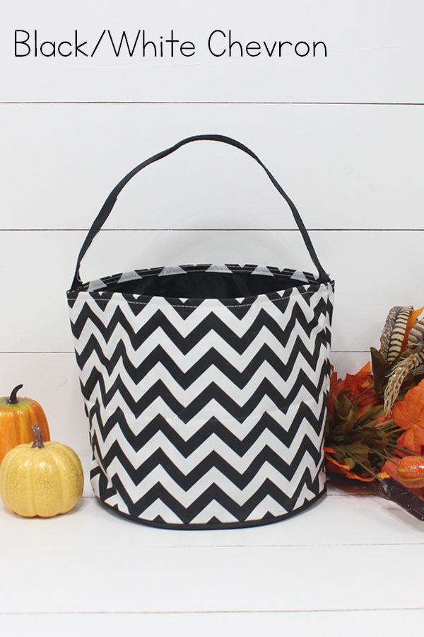 Black/White Chevron Halloween Tote