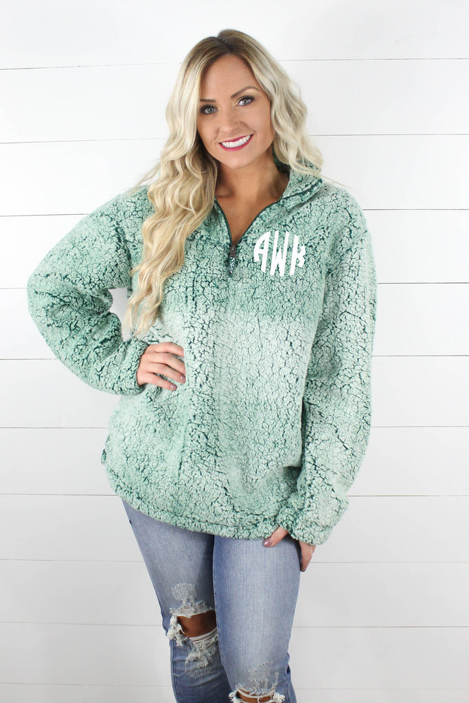 Pastel Green Monogram Zip Hoodie