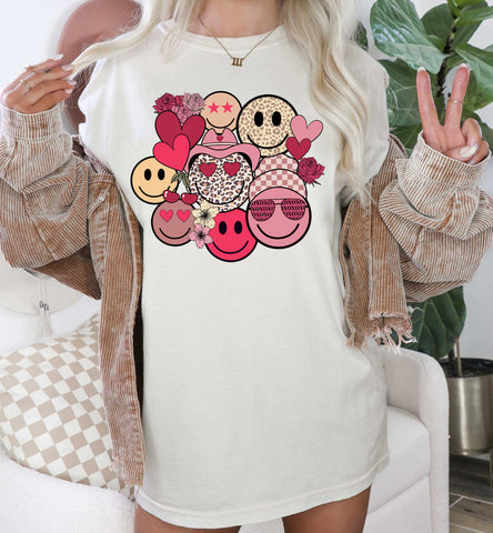 Valentines Smiley Faces Oversized Comfort Color